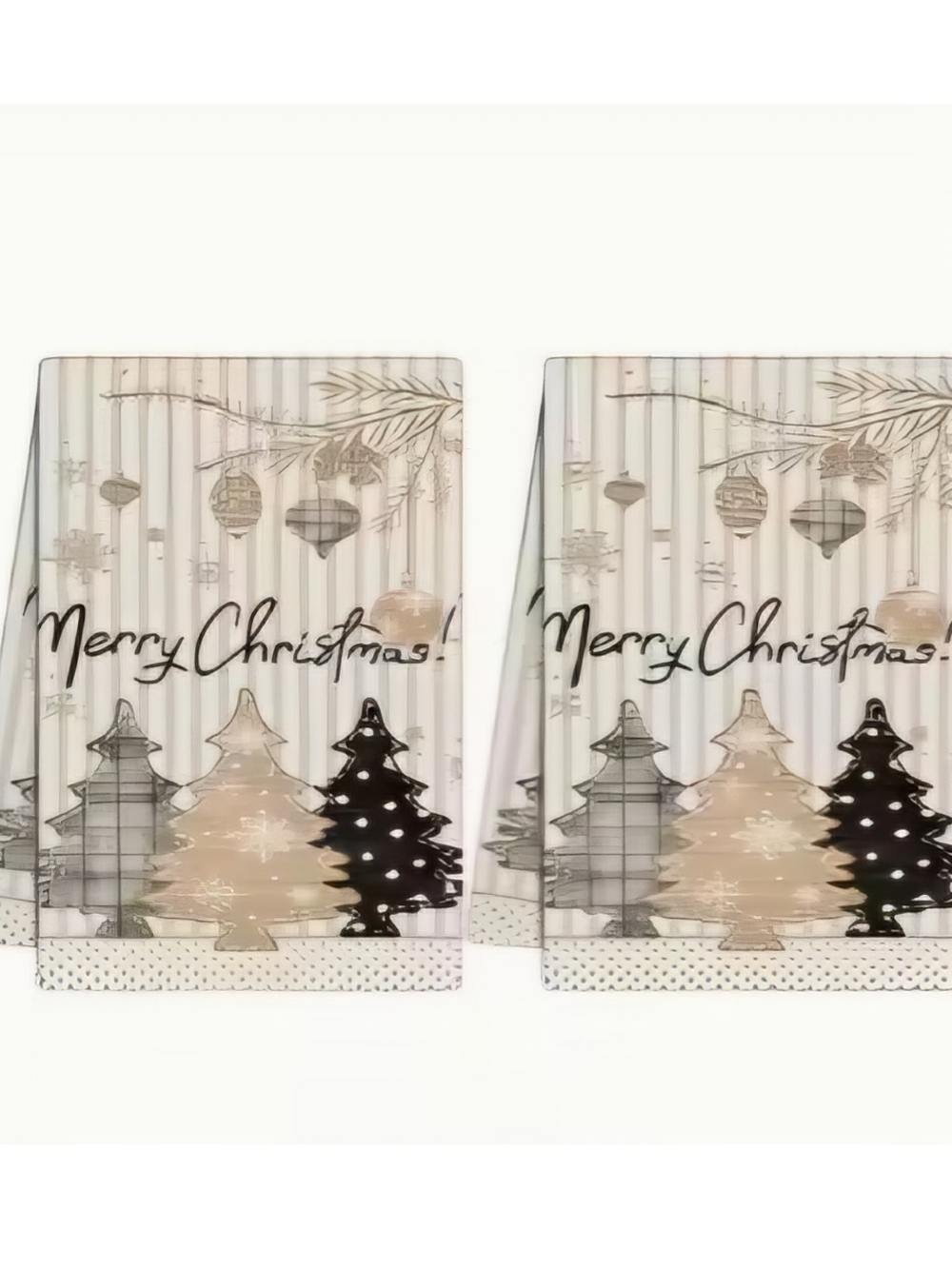 Merry Christmas Kitchen Towel Set - Neutral Tree Design